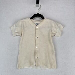 40's Vtg Pilgrim Downy-Baks 3T-4T Button Up Short Sleeve Cream Undershirt *Read